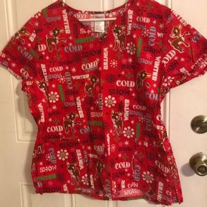 Winter Themed Scrub Top
